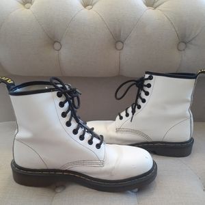 Dr. Martens 1460 White Leather Lace Up Boots
